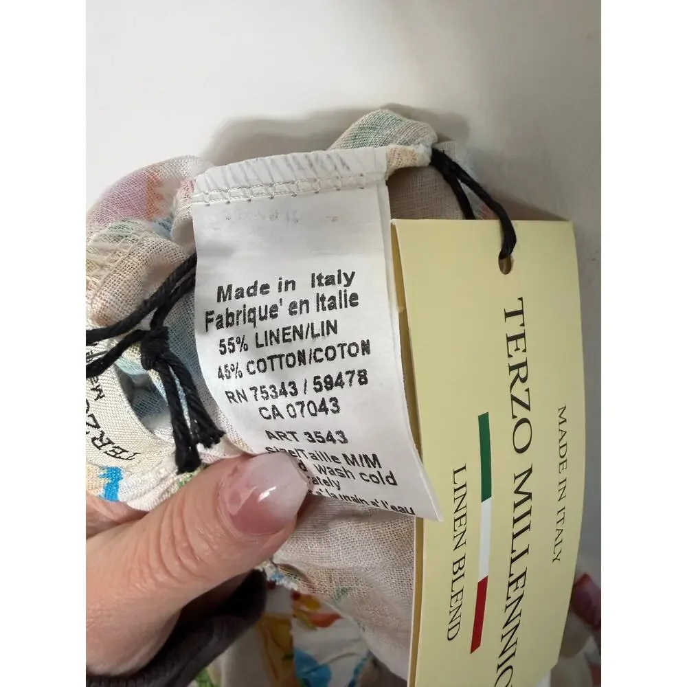 NWT M Terzo Millennio Euro Summer Lemon Print Womens Boxer Style Shorts Linen - Picture 6 of 6